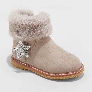 Faux fur and suede little girls boots